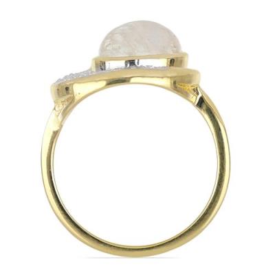 BUY 925 SILVER NATURAL RAINBOW MOON STONE & BLACK SPINEL GEMSTONE DUCK RING 